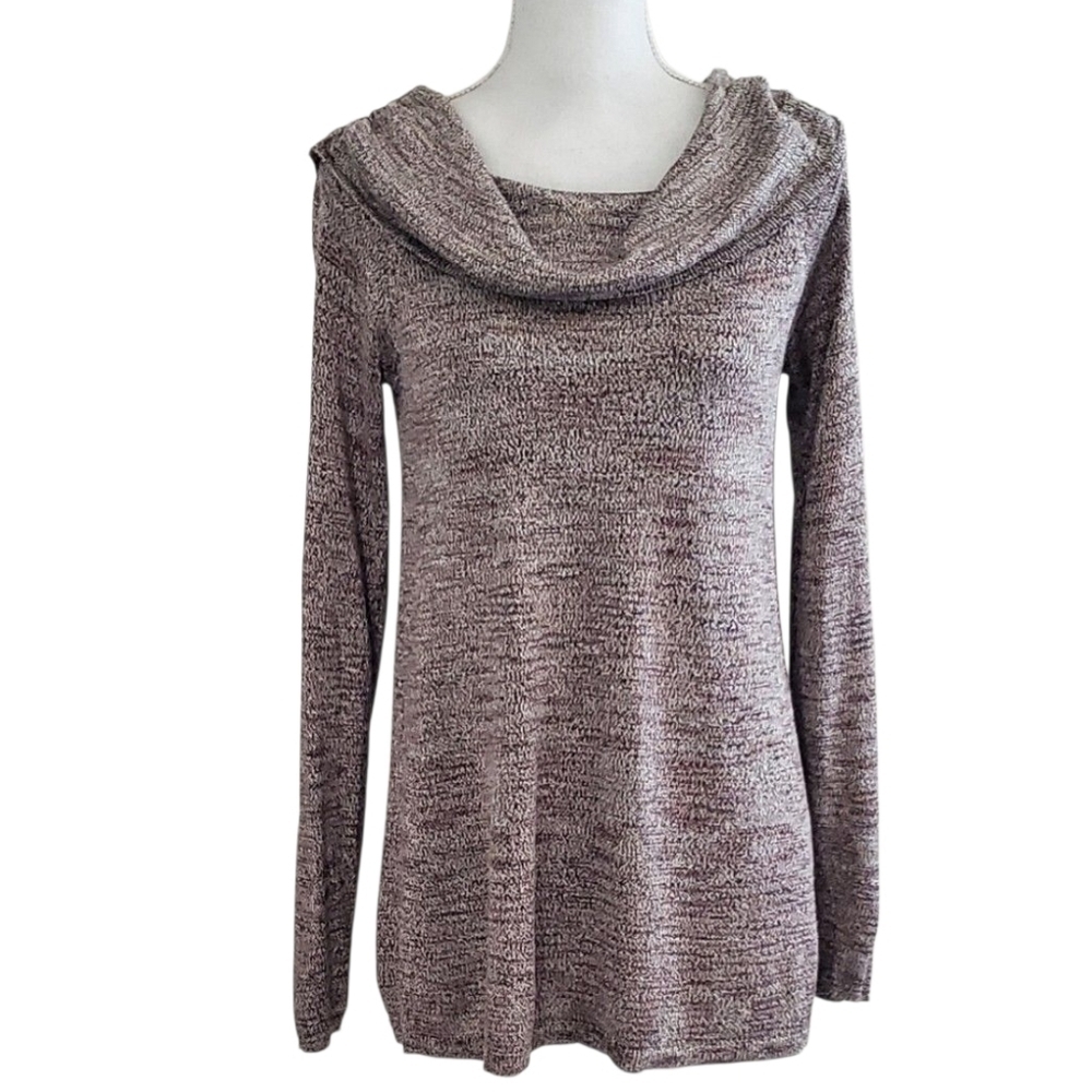 White House Black Market Marled Cowl Neck Long Sleeve Sweater Brown Size M